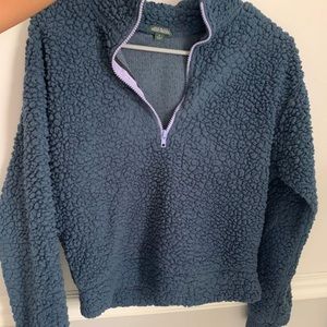 Wildfable blue teddy bear quarter zip